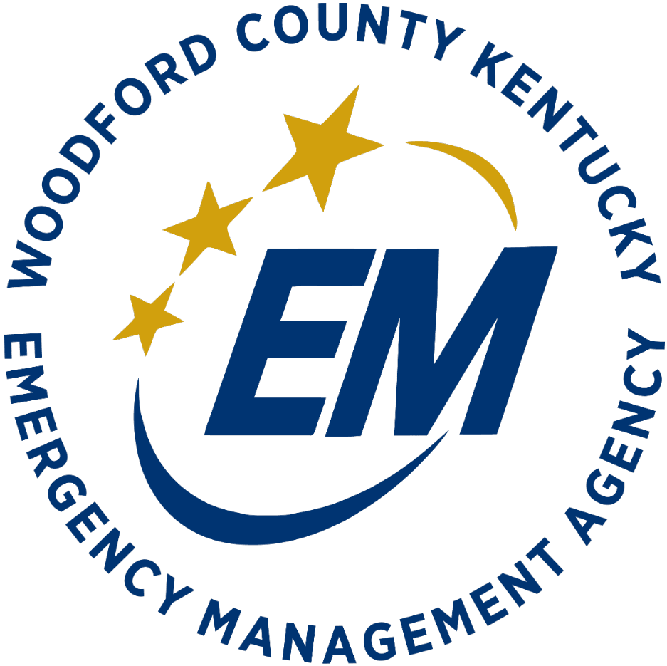 Woodford County Emergency Management Agency Logo in gold and navy colors.